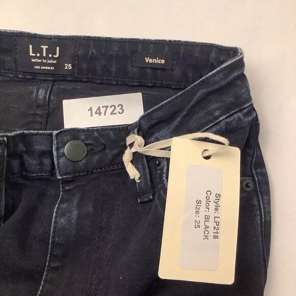 New LTJ Letter to Juliet Venice Jean Womens Size 25 Black High-Rise Straight Leg - Picture 9 of 10